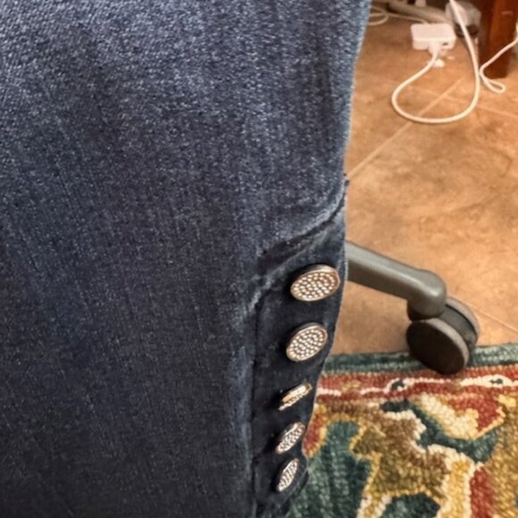 Stretch Denim Straight Leg Jeans with sparkly buttons at waist & Ankles - Picture 3 of 5